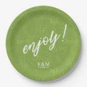 Tropical Palm Leaf Muster Green ID577 Pappteller (Vorderseite)