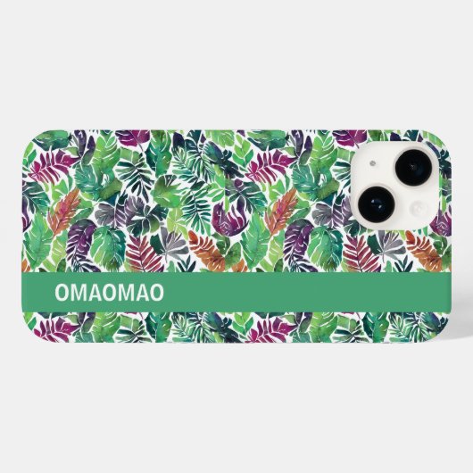 Tropical Palm Leaf Muster iPhone Case (Rückseite (Horizontal))