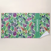 Tropical Palm Leaf Pattern Beach Handtuch (Vorderseite)