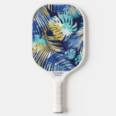 Tropical Palm Leaf Pattern Individuelle Name Telef Pickleball Schläger (Vorderseite)