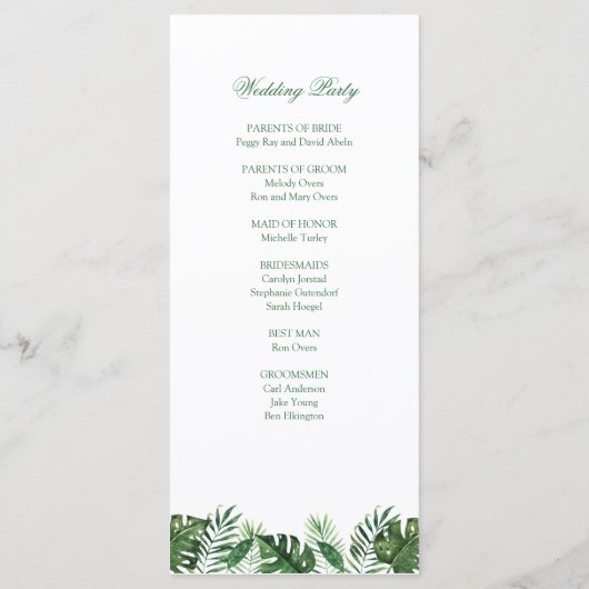 Tropical Palm Leaf Programs Programm (Rückseite)