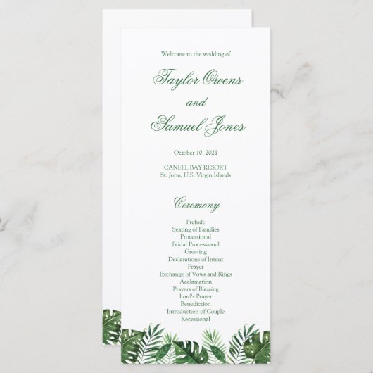 Tropical Palm Leaf Programs Programm (Vorne/Hinten)