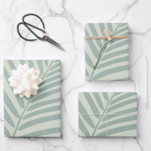 Tropical Palm Leaf Sage Green Geschenkpapier Set