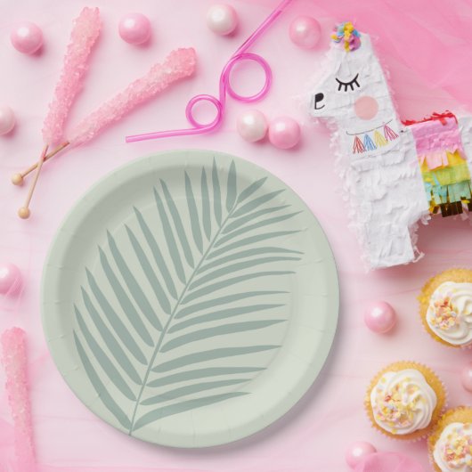 Tropical Palm Leaf Sage Green Pappteller (Party)