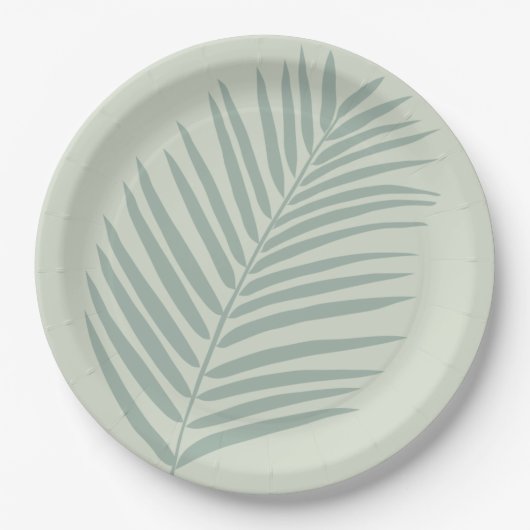 Tropical Palm Leaf Sage Green Pappteller (Vorderseite)