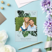Tropical Palm Leaf Save the Date Foto Acryleinladungen (In Situ (Hochzeit))