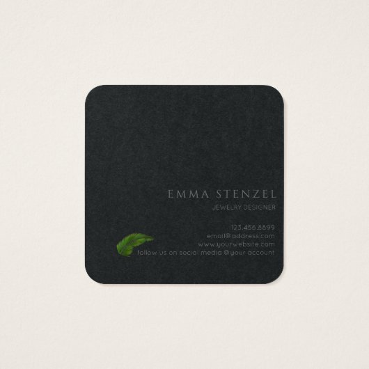 Tropical Palm Leaf Simplicity Square Business Card (Rückseite)