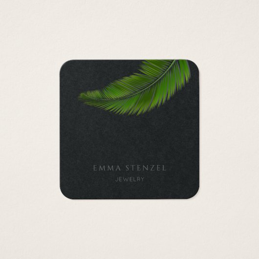 Tropical Palm Leaf Simplicity Square Business Card (Vorderseite)