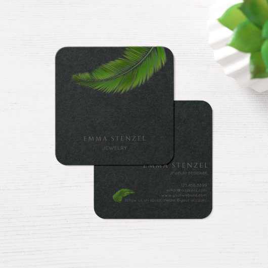 Tropical Palm Leaf Simplicity Square Business Card (Schreibtisch)