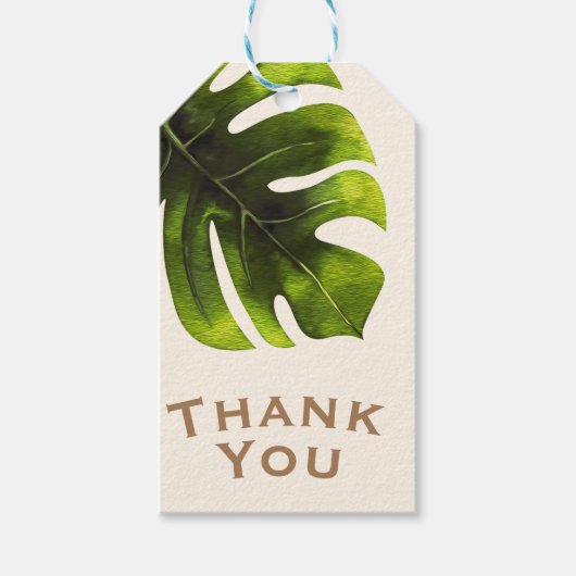 Tropical Palm Leaf Sommer Elegante Moderne Hochzei Geschenkanhänger (Vorderseite)