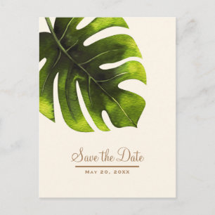 Tropical Palm Leaf Summer Elegante Save the Date Ankündigungspostkarte
