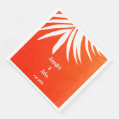 Tropical Palm Leaf Sunset Orange Beach Hochzeit Serviette (Ecke)