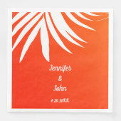 Tropical Palm Leaf Sunset Orange Beach Hochzeit Serviette (Vorderseite)