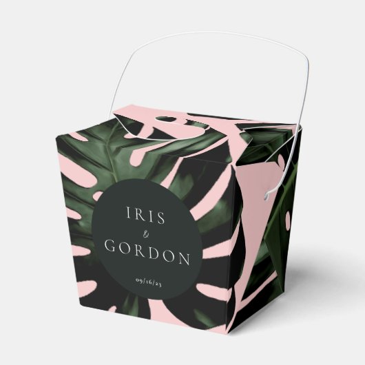 Tropical Palm Leaf Wedding Custom Geschenkschachtel (Vorderseite)