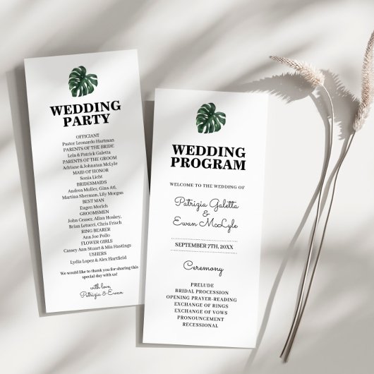 Tropical Palm Leaf Wedding Flat Programm