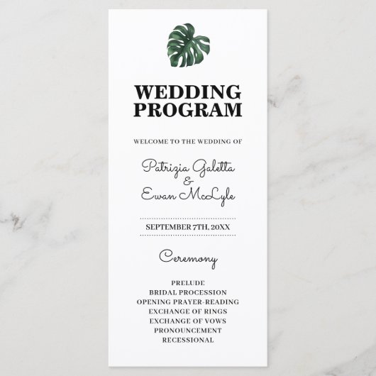 Tropical Palm Leaf Wedding Flat Programm (Vorderseite)