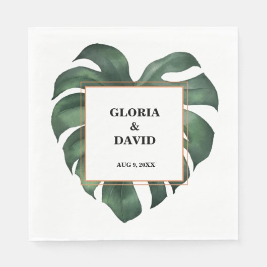 Tropical Palm Leaf Wedding Napkins Serviette (Vorderseite)