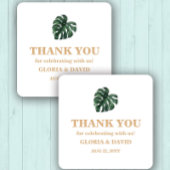 Tropical Palm Leaf Wedding Quadratischer Aufkleber