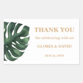 Tropical Palm Leaf Wedding Rechteckiger Aufkleber (Vorderseite)