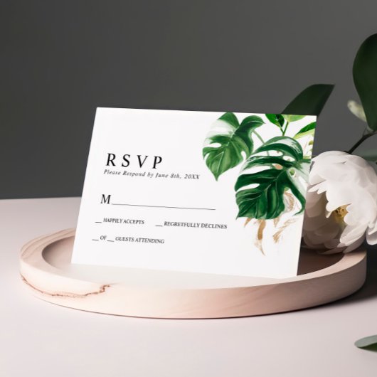 Tropical Palm Leaf Wedding RSVP