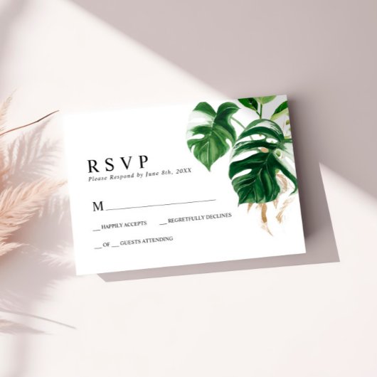 Tropical Palm Leaf Wedding RSVP