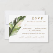 Tropical Palm Leaf Wedding RSVP Karte (Vorderseite)
