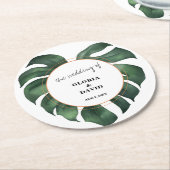 Tropical Palm Leaf Wedding Runder Pappuntersetzer (Angewinkelt)