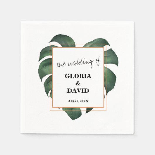 Tropical Palm Leaf Wedding Serviette (Vorderseite)