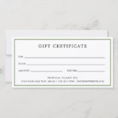 Tropical Palm Leaf Wellness-Center Geschenkgutsche (Rückseite)