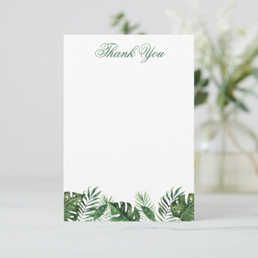Tropical Palm Leaf Wohnung Danke Karte (Stehend Vorderseite)