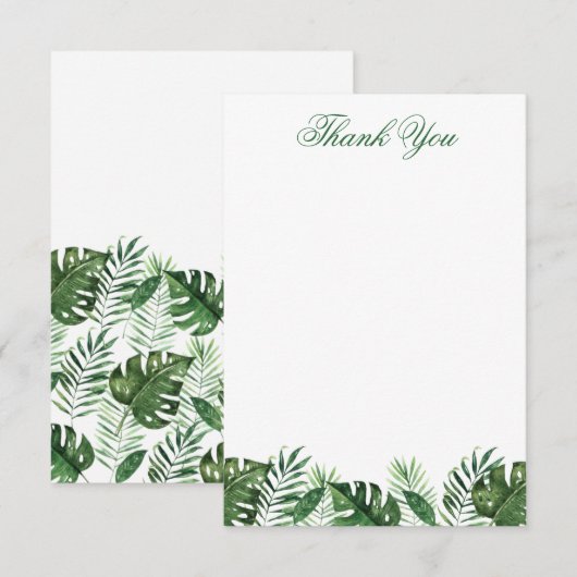 Tropical Palm Leaf Wohnung Danke Karte (Vorne/Hinten)