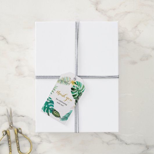 Tropical Palm Leaf Wreath Vielen Dank Geschenkanhänger (Mit Garn)