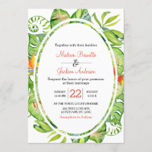 Tropical Palm Leaf Wreath Wedding Einladung