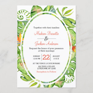 Tropical Palm Leaf Wreath Wedding Einladung