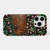  Tropical Palm & Leather Wallet Pattern iPhone 15  Hülle (Rückseite (Horizontal))