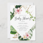 Tropical palm leaves frame baby shower einladung (Vorderseite)