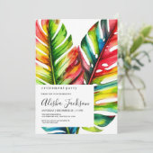 Tropical Palm Leaves Retirement Party Invitation Einladung (Stehend Vorderseite)