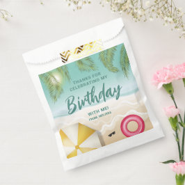 Tropical Palm Leaves Sand Beach Birthday Thank You Geschenktütchen