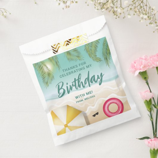 Tropical Palm Leaves Sand Beach Birthday Thank You Geschenktütchen (Versiegelt)