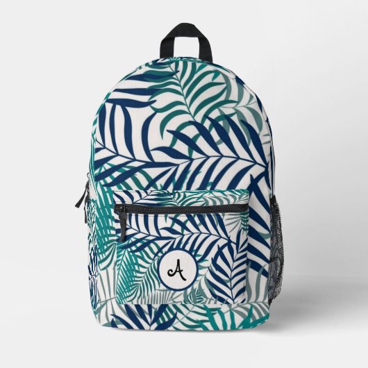 Tropical Palm Leaves Seamless Pattern Bedruckter Rucksack (Vorderseite)