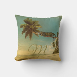 Tropical Palm Leopard Vintag Elegant Monogram Kissen