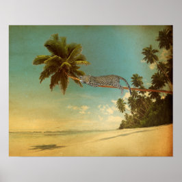 Tropical Palm Leopard Vintag Eleganter Summer Beac Poster