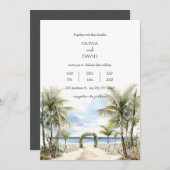 Tropical Palm Lined Beach Zeremonie Aisle Wedding Einladung (Vorne/Hinten)