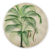 Tropical Palm Monogram Elegant Stilvoll Keramikknauf (Vorderseite)