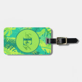 Tropical Palm Monogram Gepäcktag Gepäckanhänger (Vorderseite horizontal)