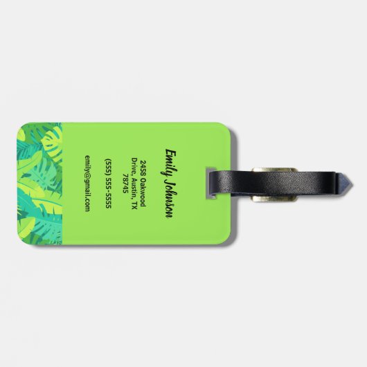 Tropical Palm Monogram Gepäcktag Gepäckanhänger (Rückseite horizontal)