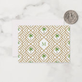 Tropical Palm Monogram Gold Geometric Mitteilungskarte (Vorderseite/Rückseite Beispiel)