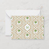 Tropical Palm Monogram Gold Geometric Mitteilungskarte (Vorderseite)
