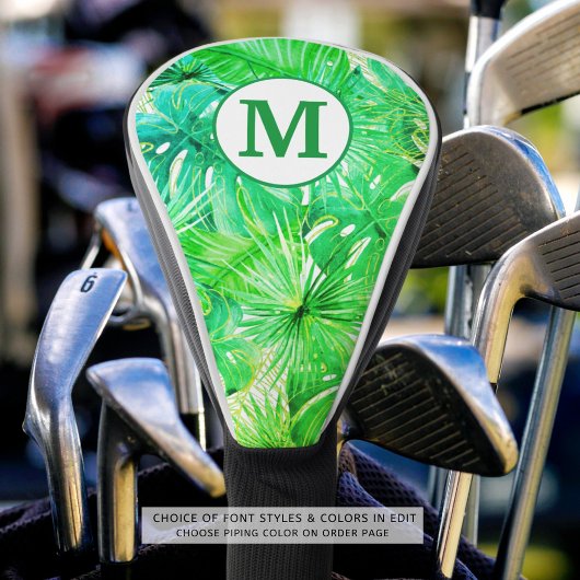Tropical Palm Monogram Watercolor Golf Headcover