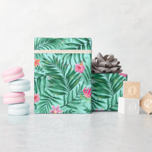 Tropical Palm & Monstera Blätter & exotische Blume Geschenkpapier